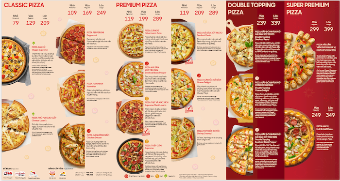 Cập nhật menu Pizza Hut mới nhất: Thực đơn và bảng giá chi tiết