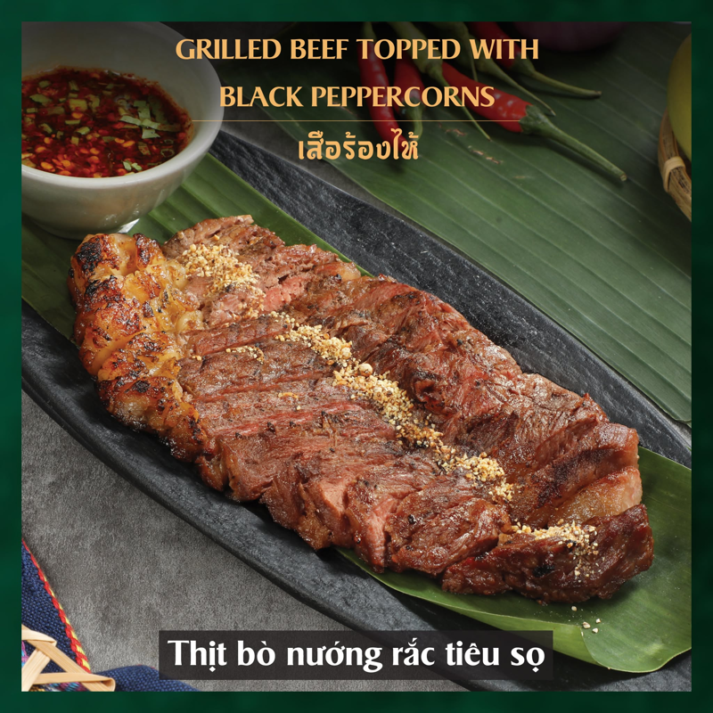 Thịt b&ograve; nướng rắc ti&ecirc;u sọ tại Som Tum Thai