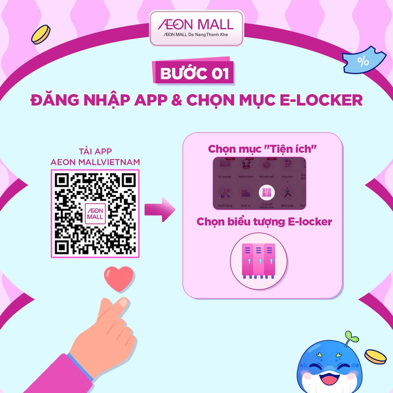 Hướng dẫn 4 bước để sử dụng tủ gửi đồ qua ứng dụng AEON MALL Vietnam