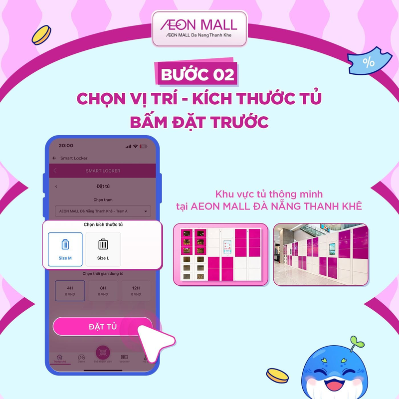 Hướng dẫn 4 bước để sử dụng tủ gửi đồ qua ứng dụng AEON MALL Vietnam